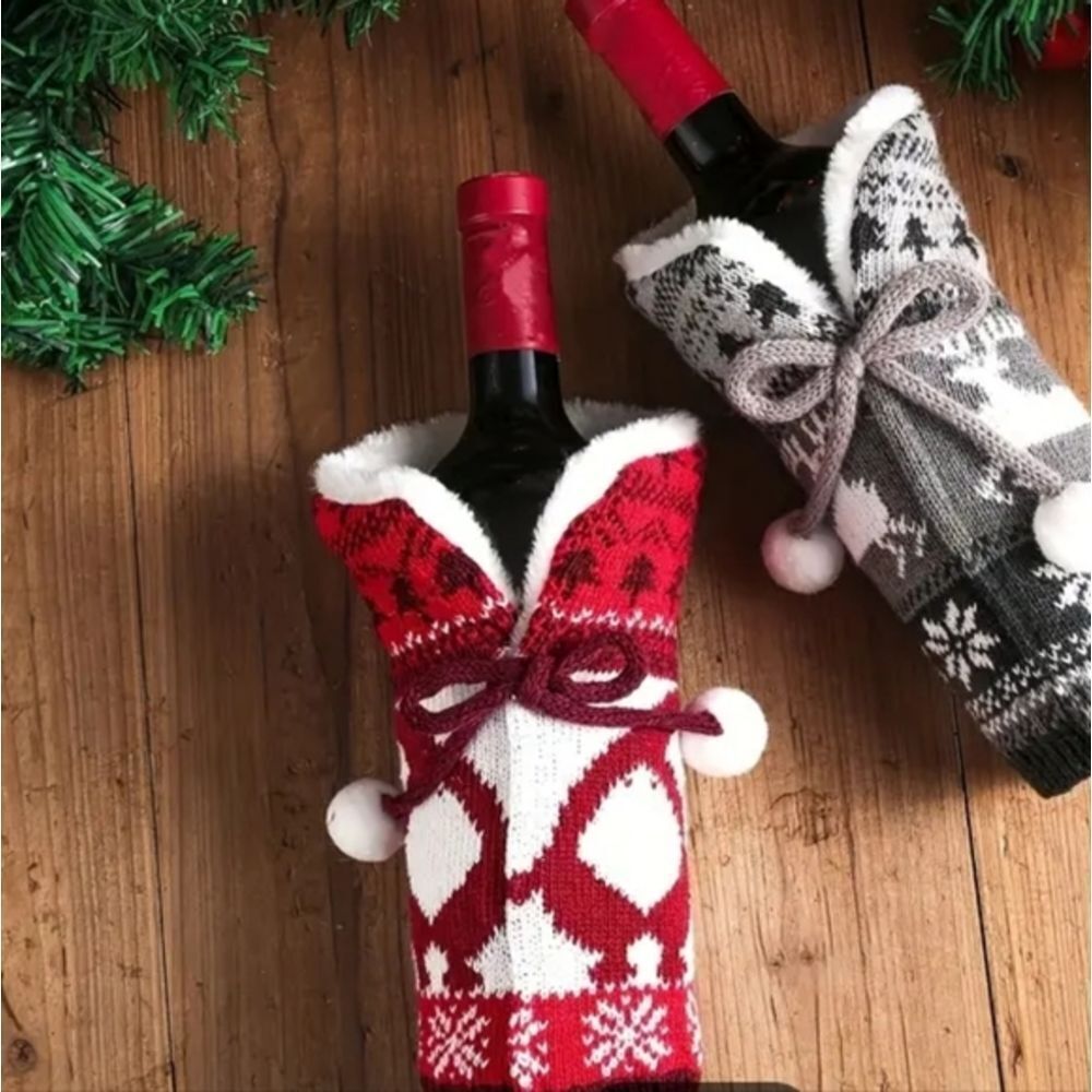 CUTE CozyFestive Quality Holiday Bottle Cover‎ Sleeve, SET of 2! Great Gifts.NEW - Picture 4 of 7